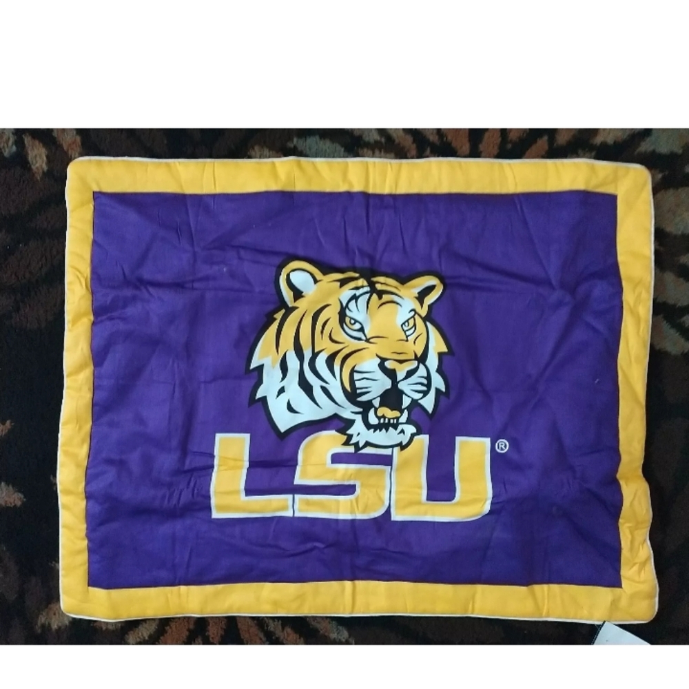 LSU Tigers NCAA Pillow case (1) Purple Gold Eye Of The Tiger and LSU Tigers Cap